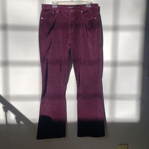 Ralph Lauren Jeans Co Corduroy Pants Womens 14 Purple Plum Wide Wale Flare Leg